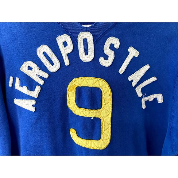 Y2K Aeropostale Men's Blue Branded Logo Hoodie L - Picture 2 of 11